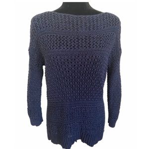 Ann Taylor Loft Dolman Navy Blue Knit Sweater Small